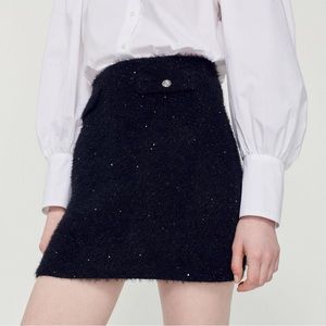 SANDRO malmaison sequiened tweed skirt and vest SET